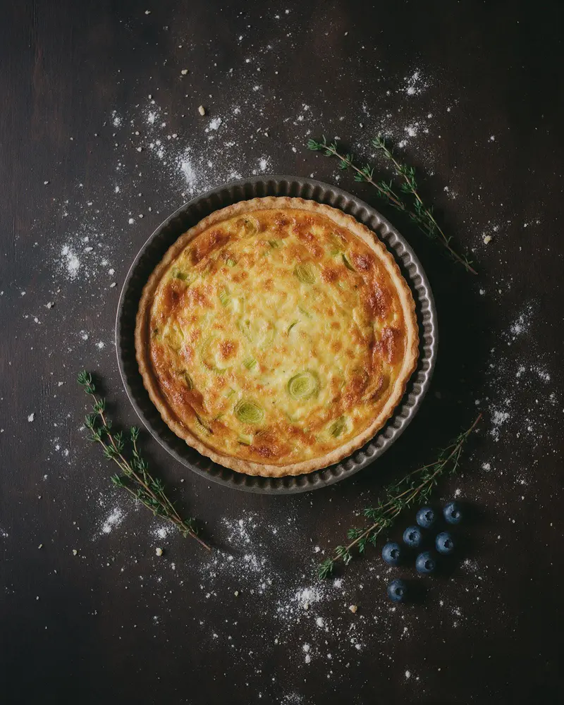 Ganze Lauch-Quiche in der Form